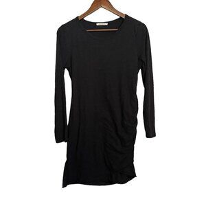 Arrays Womens Black Long Sleeve Faux Wrap Ruched Side Bodycon Dress Size Small